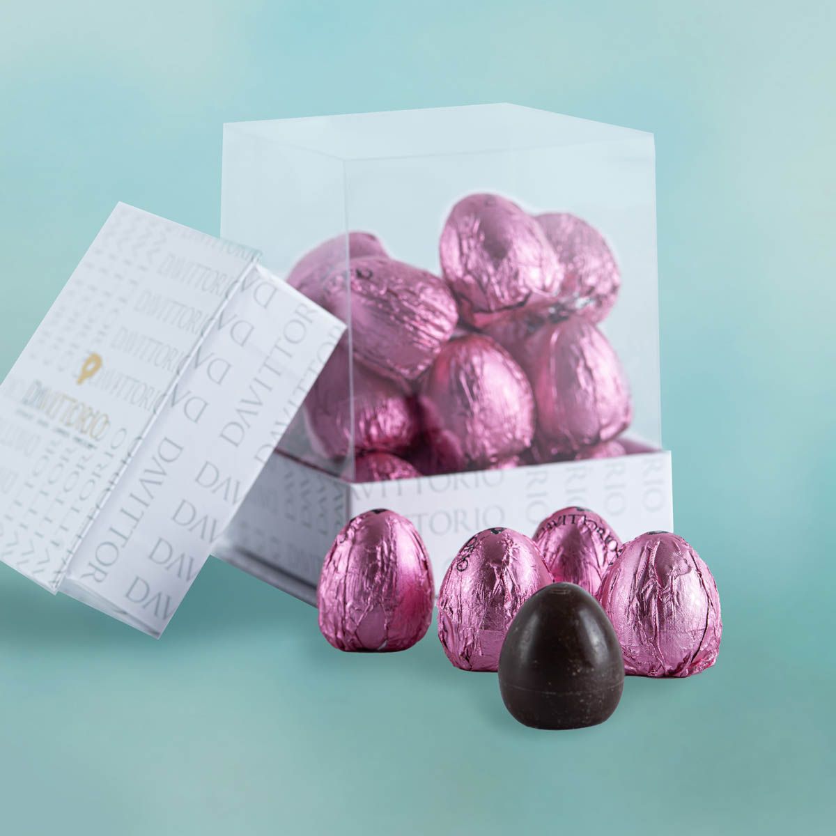 Dark Chocolate Mini Eggs filled with Ruby Chocolate