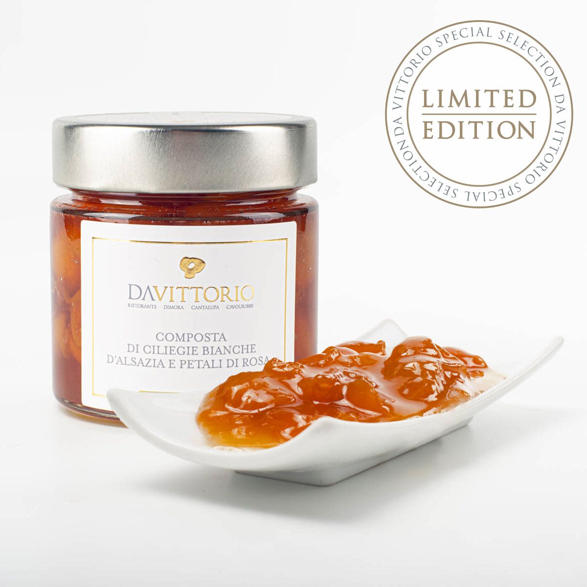 Christine Ferber for Da Vittorio- White Alsace cherries and rose petals